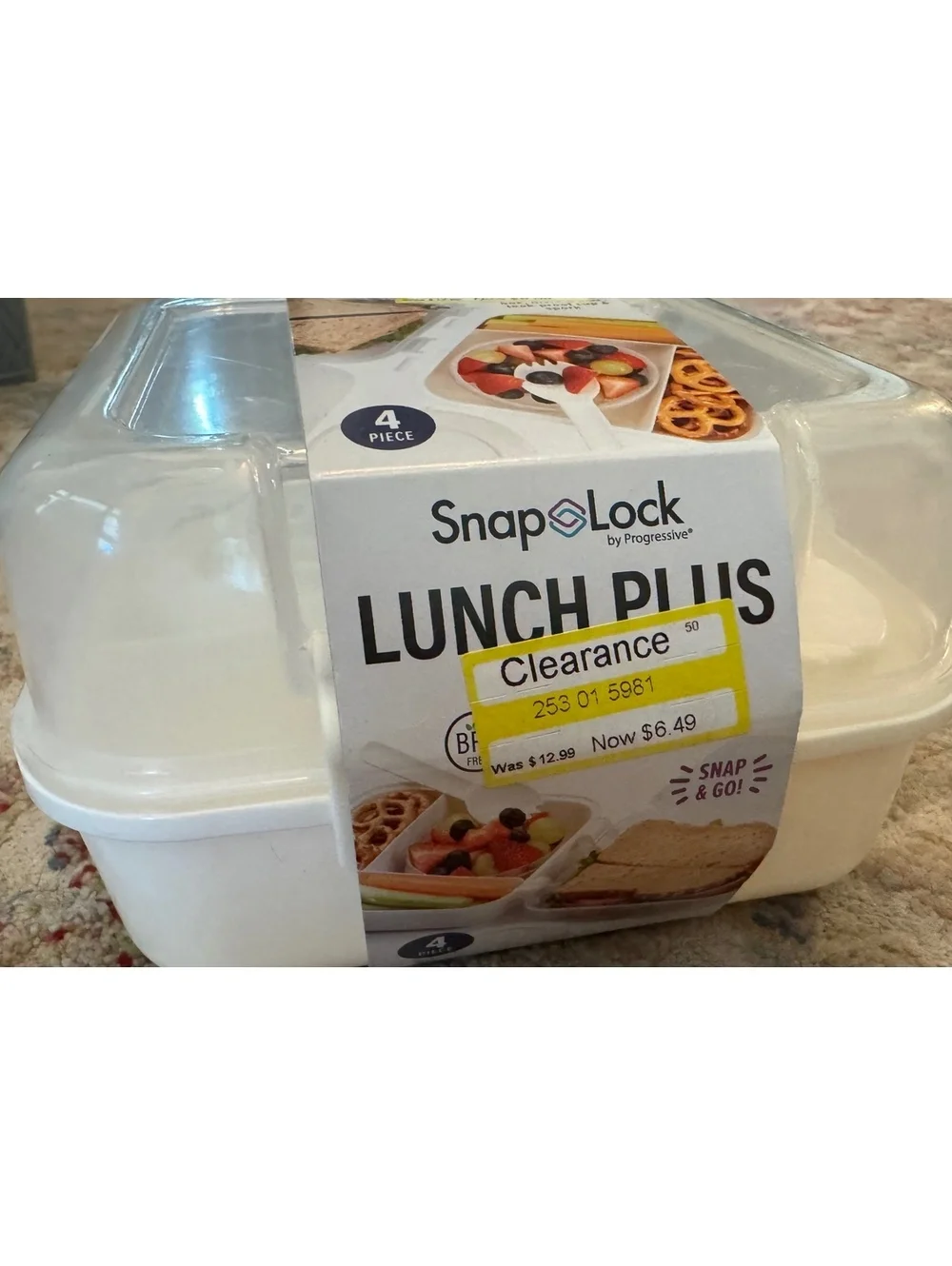 Snap Lock Lunch Plus 4-Piece Beige Lunch Container Set with Leak-Proof Cup
